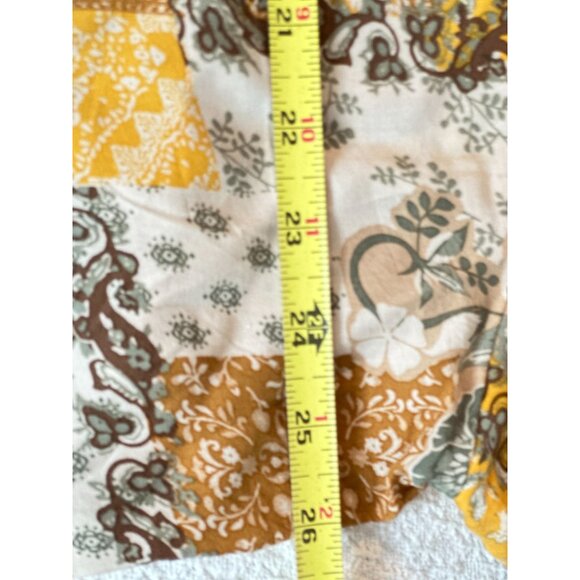 Patchwork Print Button Down Top Women Bubble Style Ruffles Trim HiLo Hem 18 XL - Picture 9 of 13